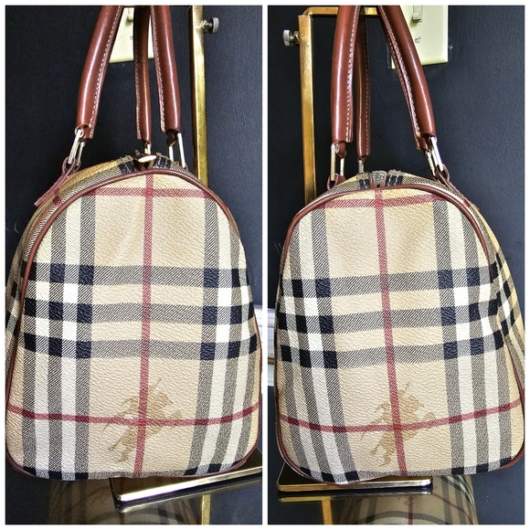 BURBERRY HAYMARKET CHECK BOSTON BAG Vintage - Picture 6 of 12